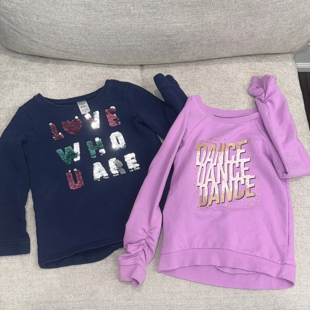 Carter’s Kids Graphic reversible sequence and glitter sweaters Navy and Purple